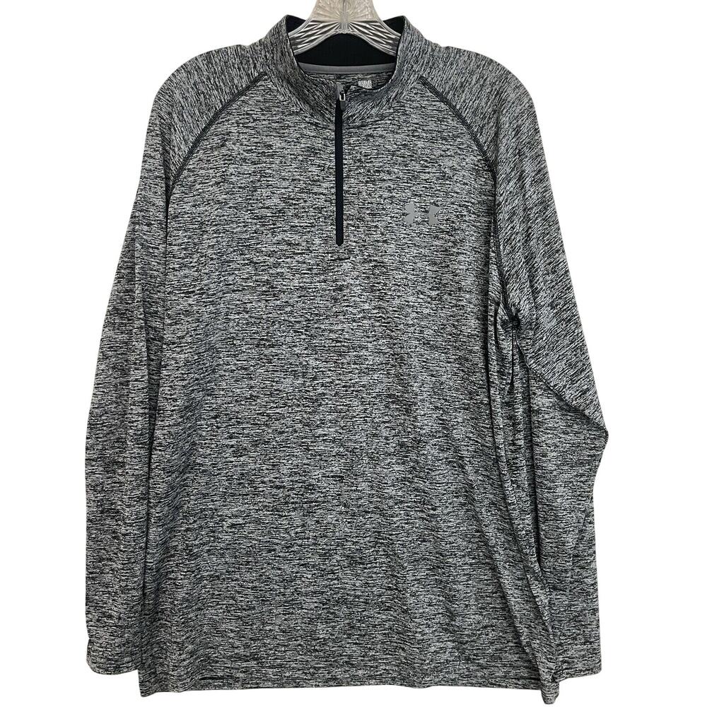 UNDER ARMOUR Loose Heatgear 1/4 Zip Shirt Men’s L Gray Lightweight Long Sleeve